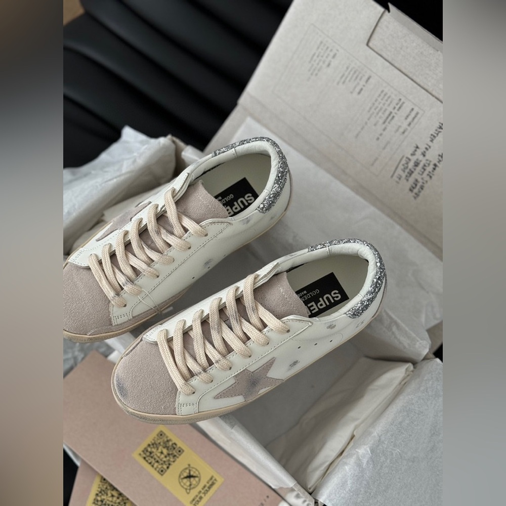 Golden Goose White and Silver Women's Sneakers - Picture 6 of 8